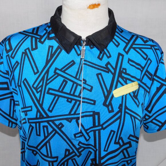 Jamie Sadock Womens L Blue Black Abstract 1/4 Zip Golf Polo Shirt - Picture 2 of 16